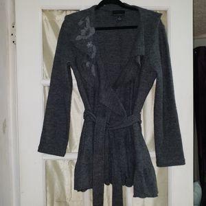 Wool embellished sweater jacket